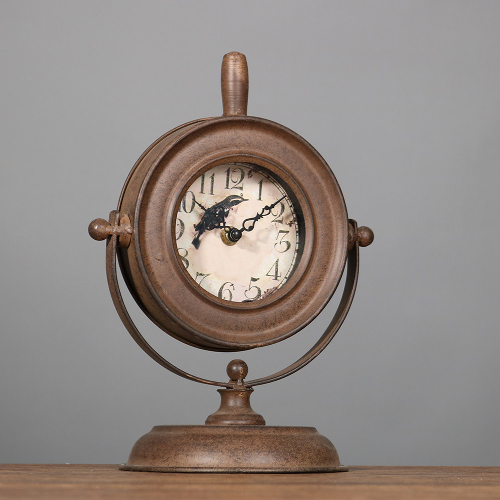 复古怀旧老式钟表美式乡村台钟店铺酒吧咖啡厅服装店复古钟摆件