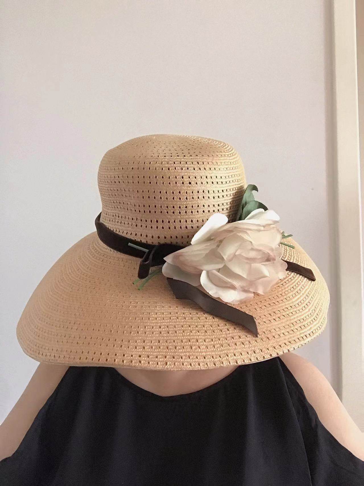 vintage孤品christiandior英国精妙草编经典优雅古董帽子