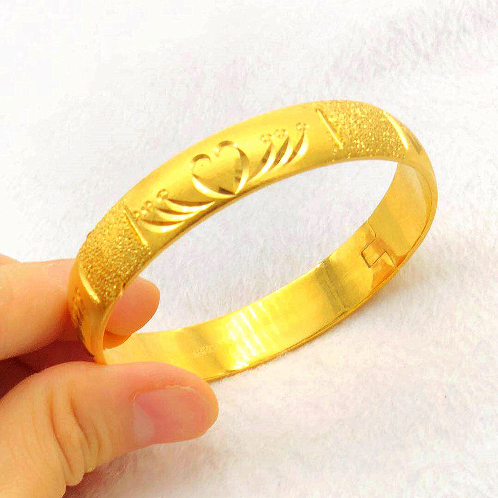 镀金掉色不掉镯子金镯子结婚满天星越南24k沙金手镯