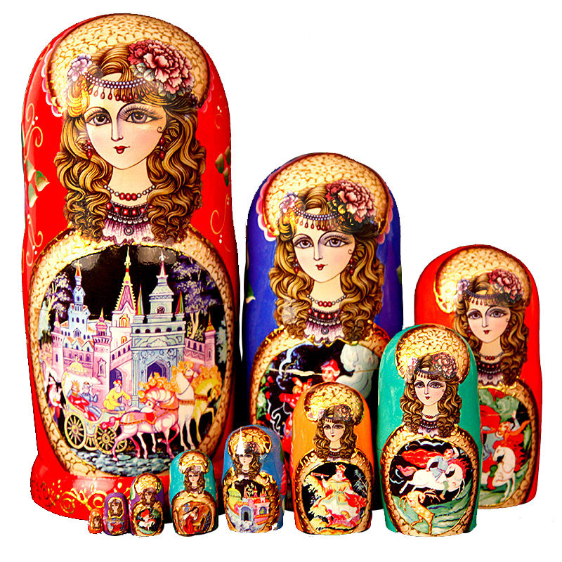 俄罗斯特产烤漆10层套娃清仓木质哈尔滨旅游工艺俄罗斯特色