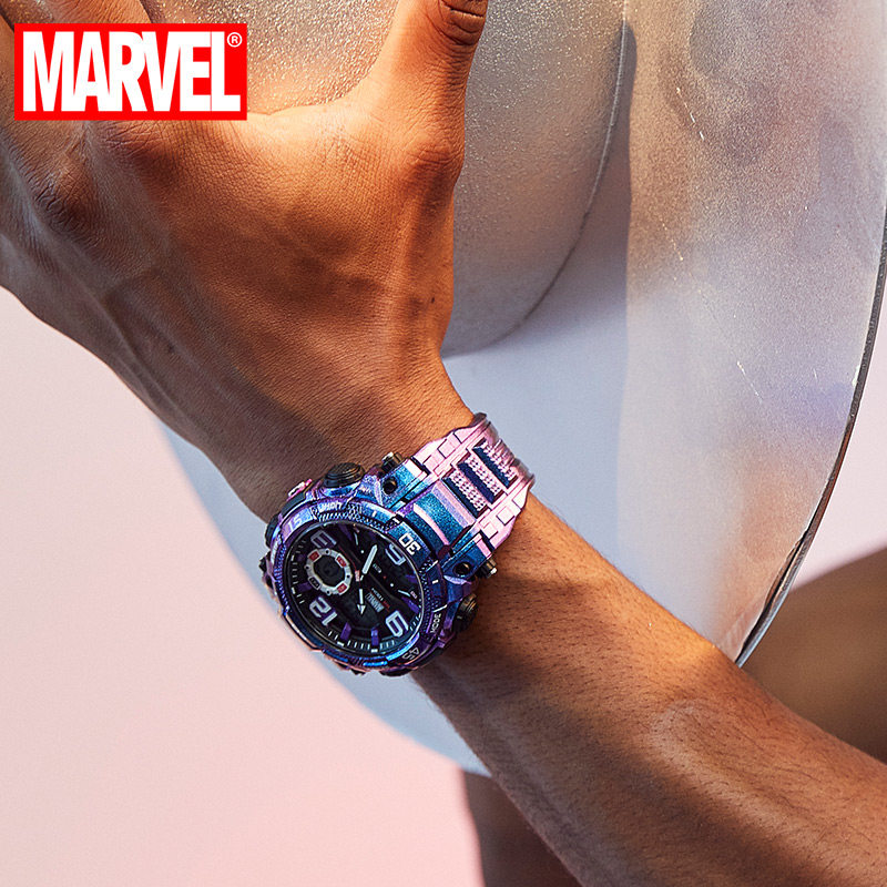 漫威钢铁侠联名手表男潮流marvel正品迪士尼青少年初高中生电子表