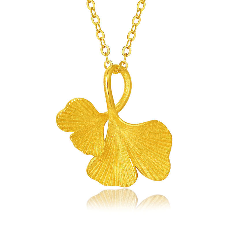 第一福吊坠挂坠足金项链子女金叶珠宝黄金叶黄金颈饰