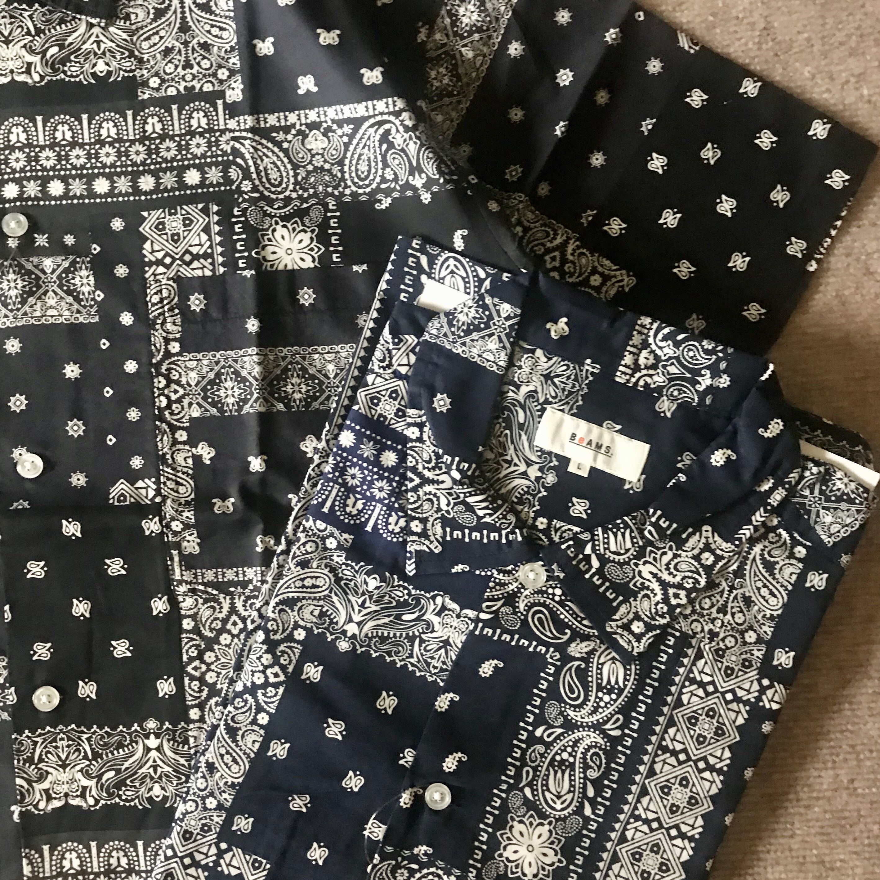 现货beamsdot20ss复古腰果日系宽松短袖衬衫衬衫