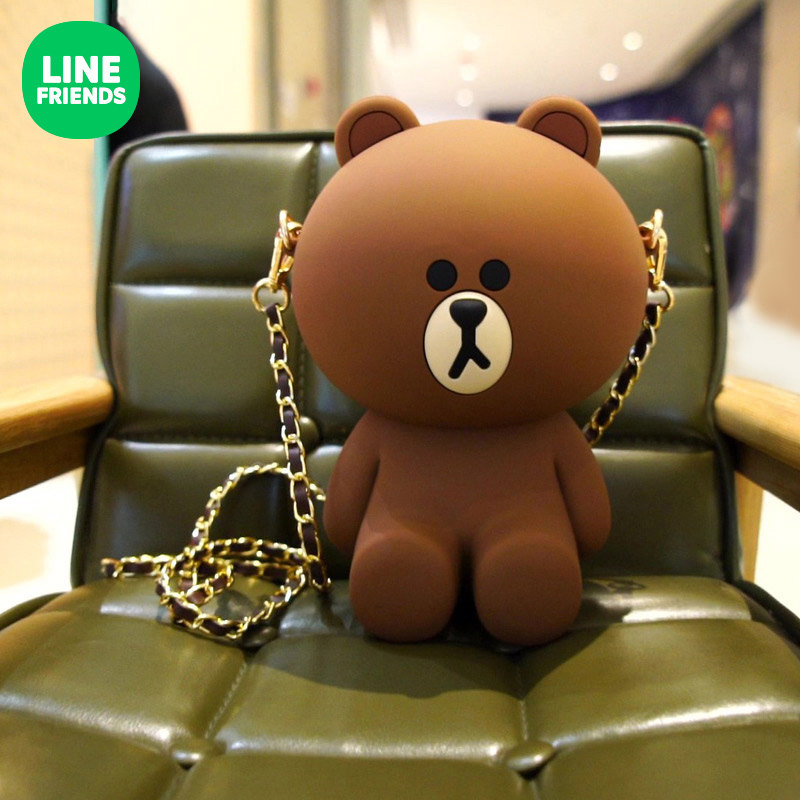 linefriends布朗熊硅胶斜挎包卡通动漫周边时尚便捷出行动漫背包