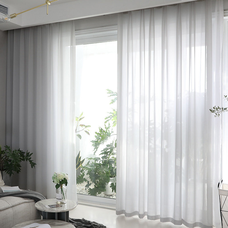 简约现代北欧灰色窗帘窗纱客厅卧室阳台隔断定制窗帘