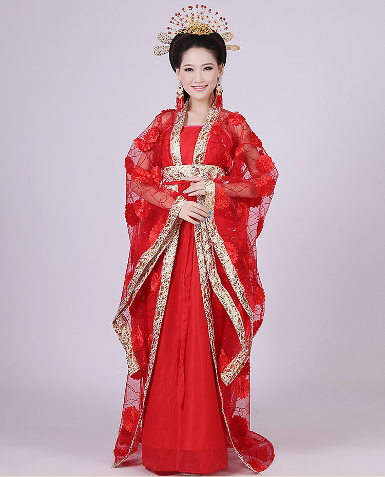 古装汉服cos嫦娥仙女拖尾襦裙唐朝贵妃服表演服唐装古代民族服饰