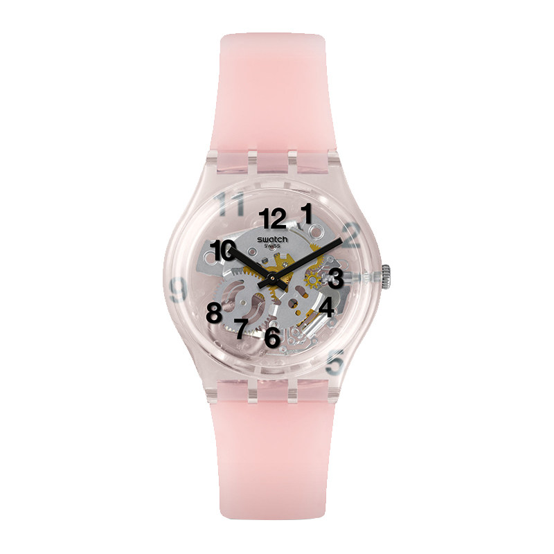 swatch斯沃琪手表女学生淡粉画板镂空透视时尚清新石英女表 gp158