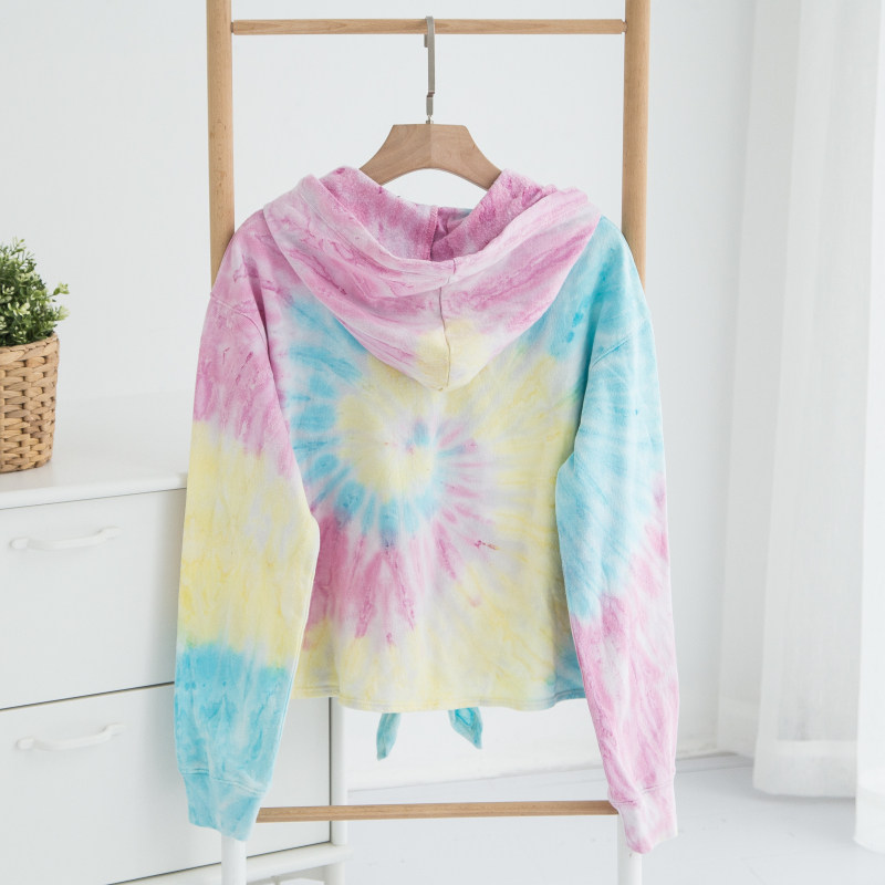 出口美国 20秋新纯棉水墨喷染印花连帽卫衣外套绒衫大码200斤