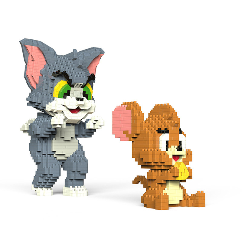 兼容乐高微型小颗颗粒拼装积木成人拼图儿童玩具猫和老鼠塑料积木