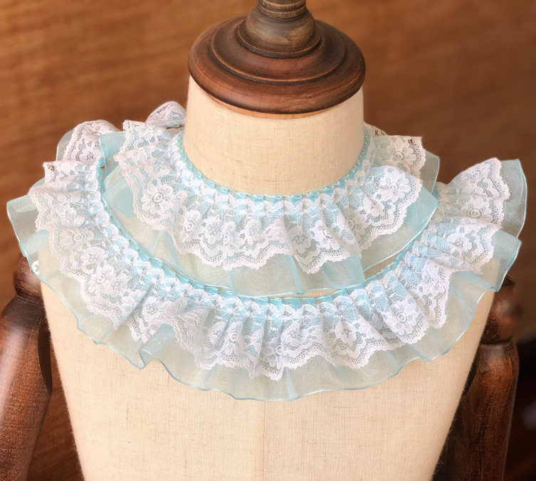 5cm双层褶皱蕾丝花边diy手工头饰装饰配件服装辅料花边荷叶花边