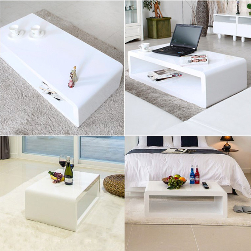 客厅伊媛白色亮光烤漆方茶几茶几方几现代简约沙发茶几