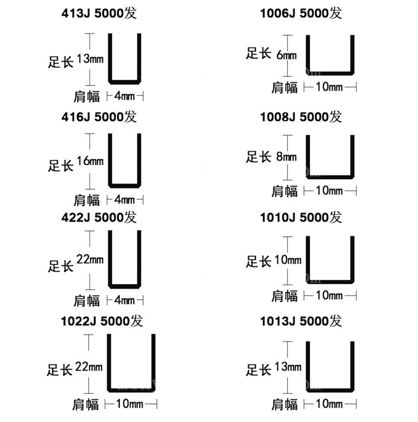 超越枪钉气动码钉 马钉u型钉工业钉406j408j410j413j416j419j422j
