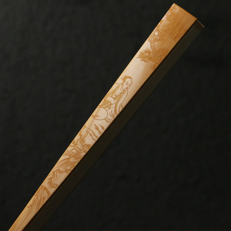 一物阴刻折扇文人雅士雅士文人袁江一拍玉竹骨老竹编