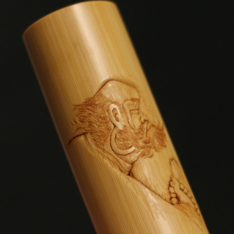 东阳名家邱书文本实心竹雕雕刻达摩阴刻手把茶道