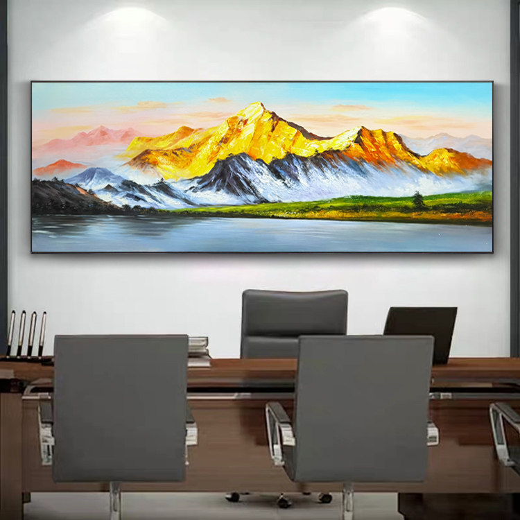 客厅日照油画办公室风景中式沙发新中式大幅聚财油画