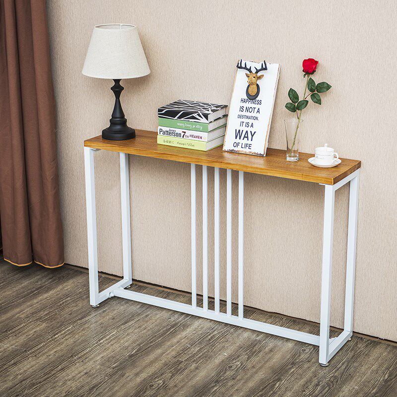 北欧铁艺实木玄关桌复古玄关台简约墙边桌现代飘窗窄边桌子案台