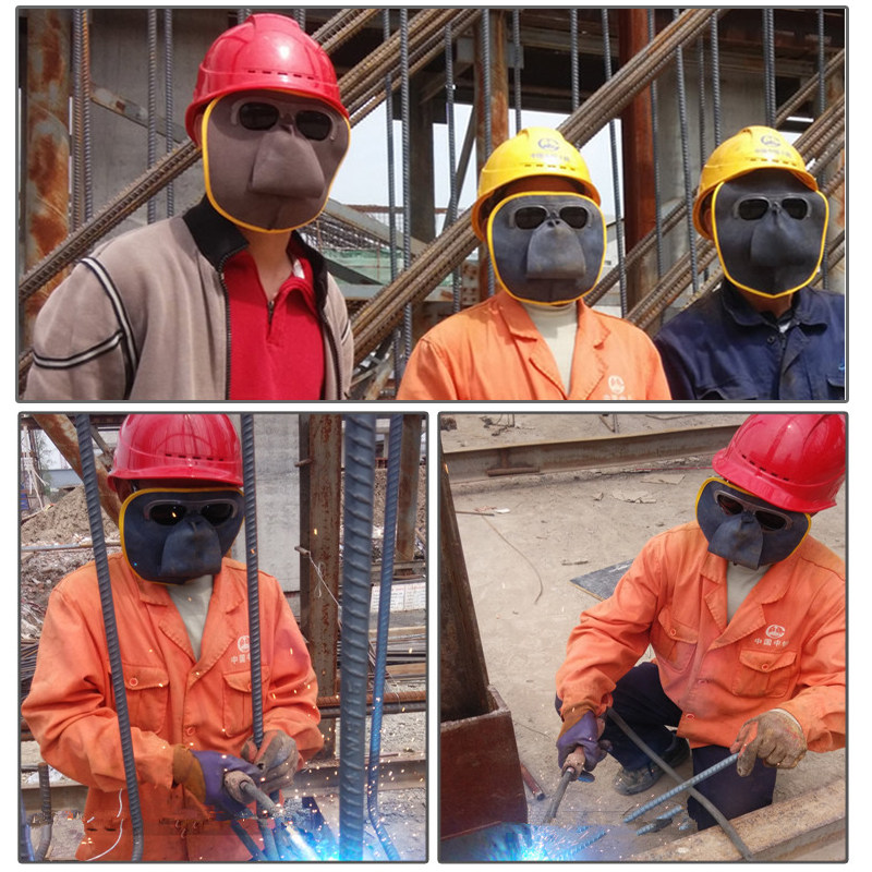 电焊面罩牛皮全脸防烤脸焊夏季透气轻便焊工护目镜