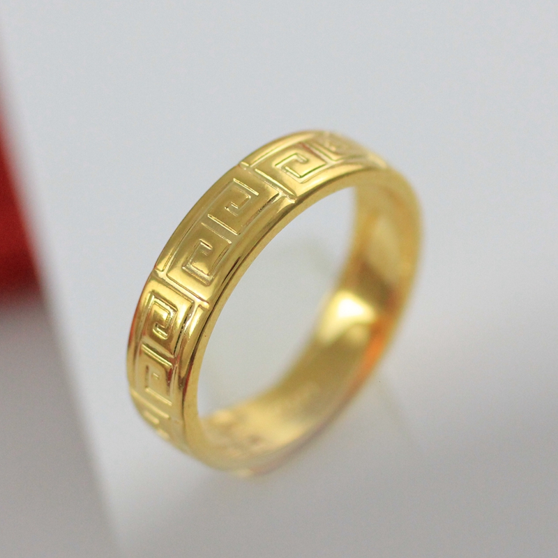 韩版镀金戒指长城纹仿黄金首饰饰品男女指环戒指