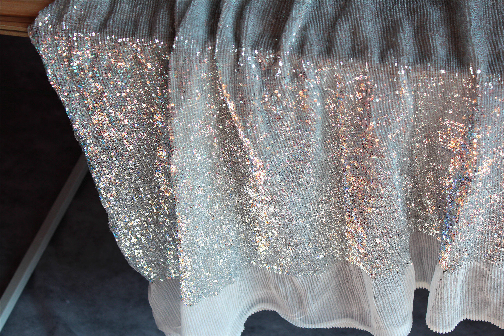 刹那芳华加密银色亮片闪片布料网布桌布婚庆舞台海绵垫