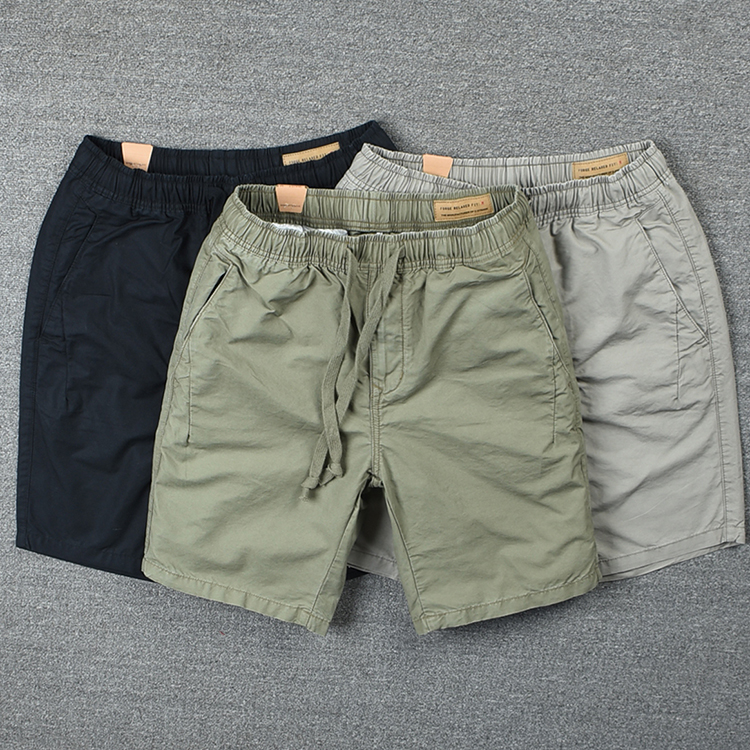 潮男休闲短裤5分夏季薄款宽松直筒纯棉余文乐松紧带五分裤男中裤