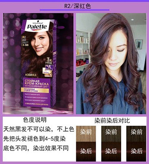 俄罗斯施华蔻palette染发剂膏乳蓝黑巧克力巧克染色头发彩染