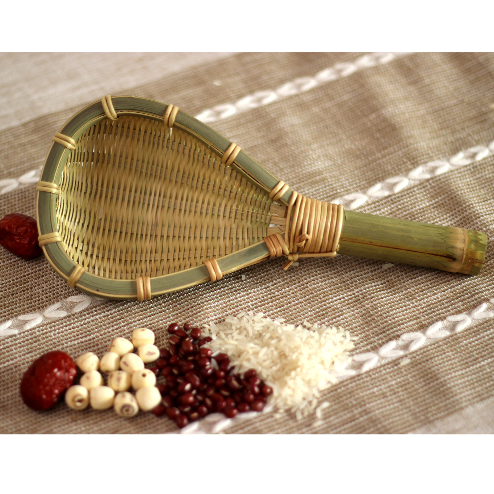 竹制品 竹编 竹漏勺 厨房家用沥水竹勺子 长柄勺 捞面漏勺 笊篱