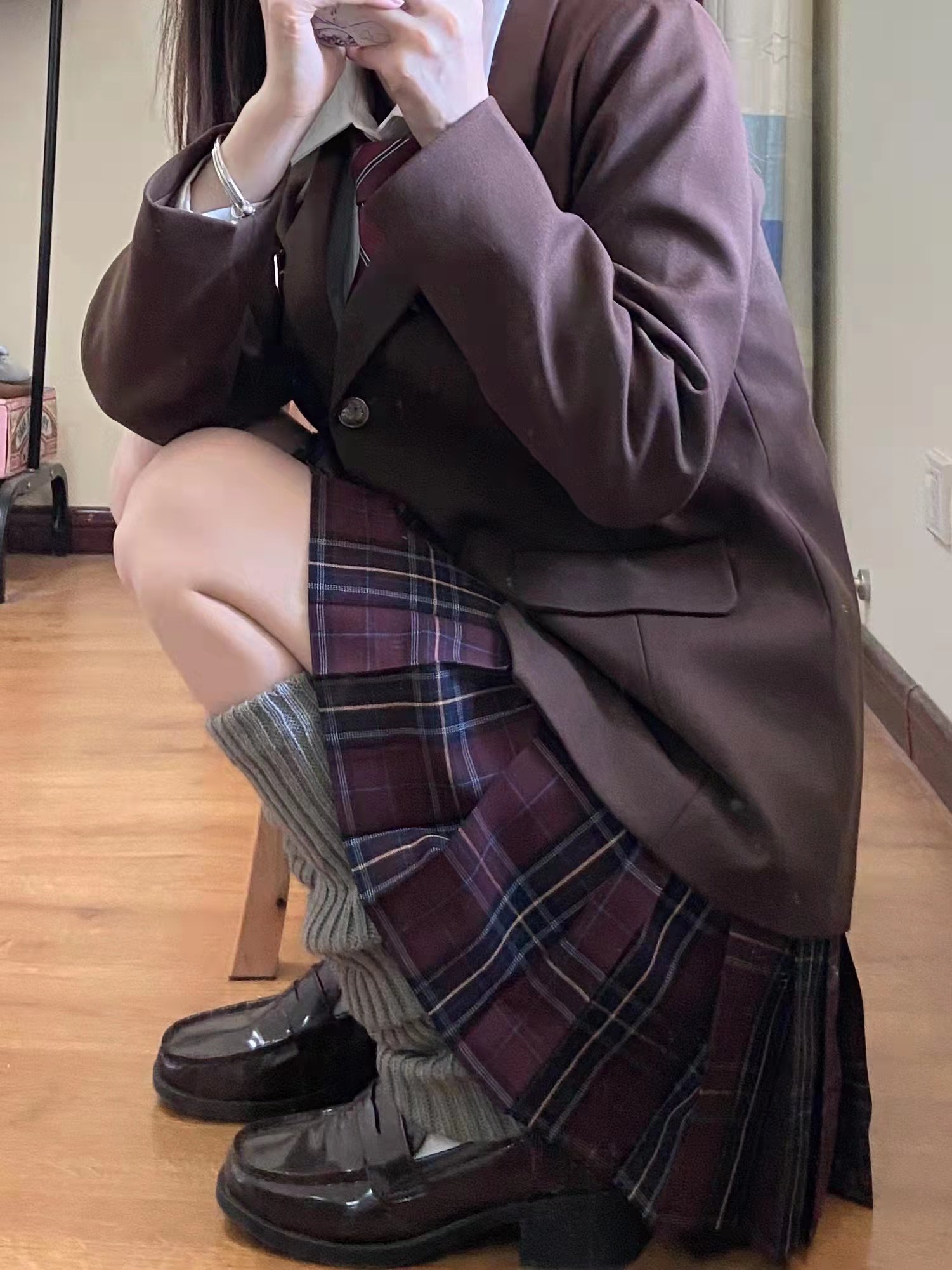 原创灰色中筒袜子堆堆袜日系原宿风保暖亚文化软妹y2k长筒jk腿套