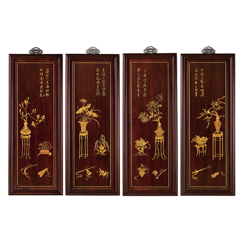 东阳木雕挂屏挂件实木木条屏中国风背景古风木雕