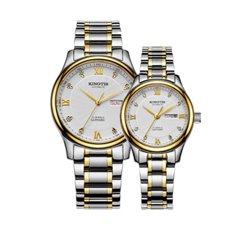 上海精铁时手表钢带男表全自动机械表休闲双日日历国产腕表