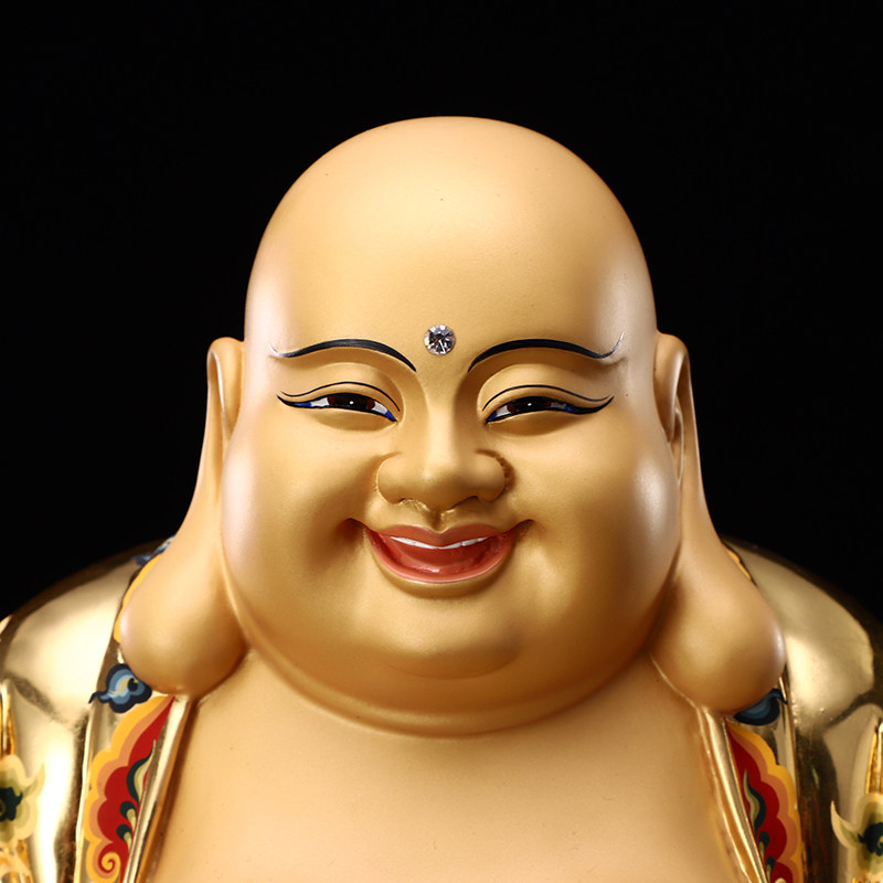 弥勒台湾纯铜贴金大肚大号笑佛佛像供奉家用摆件