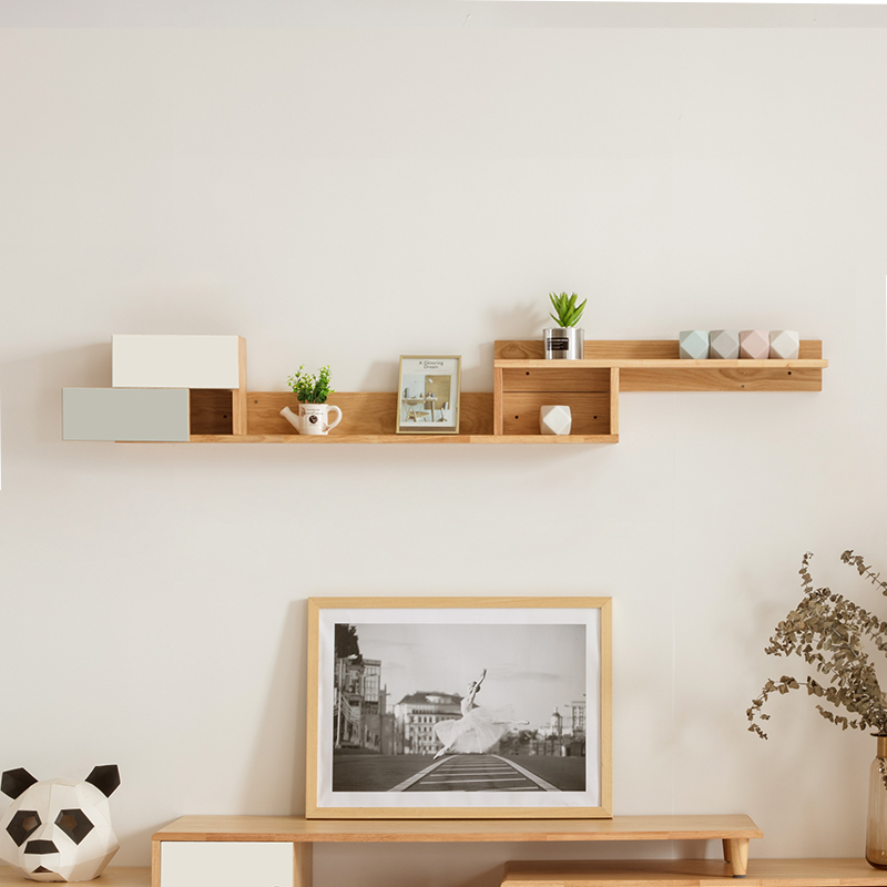 墙壁简约客厅墙上壁柜吊柜置物实木墙柜卧室吊柜