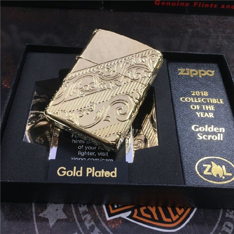 美国zippo打火机c18年度2018限量盔甲镀金唐草zippo