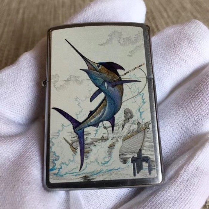 美国原装zippo正品打火机海洋剑鱼鱼类动物老人与海zippo