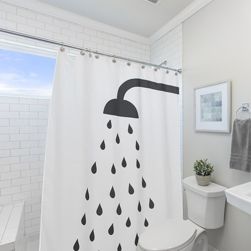浴帘卫生间套装打孔弧形防水布磁性浴室加厚防霉浴帘
