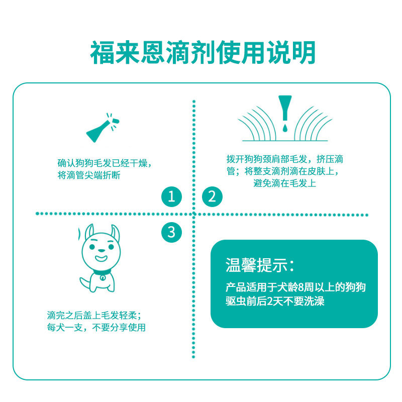 福来恩滴剂中型犬体外驱虫药狗狗杀跳蚤除蜱虫虱子药3支整盒装
