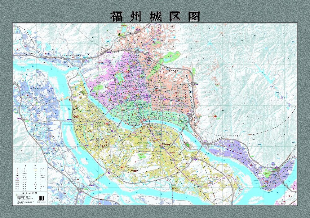 地图挂图福州福州市新版16米详细出版社福建省12米行区划图