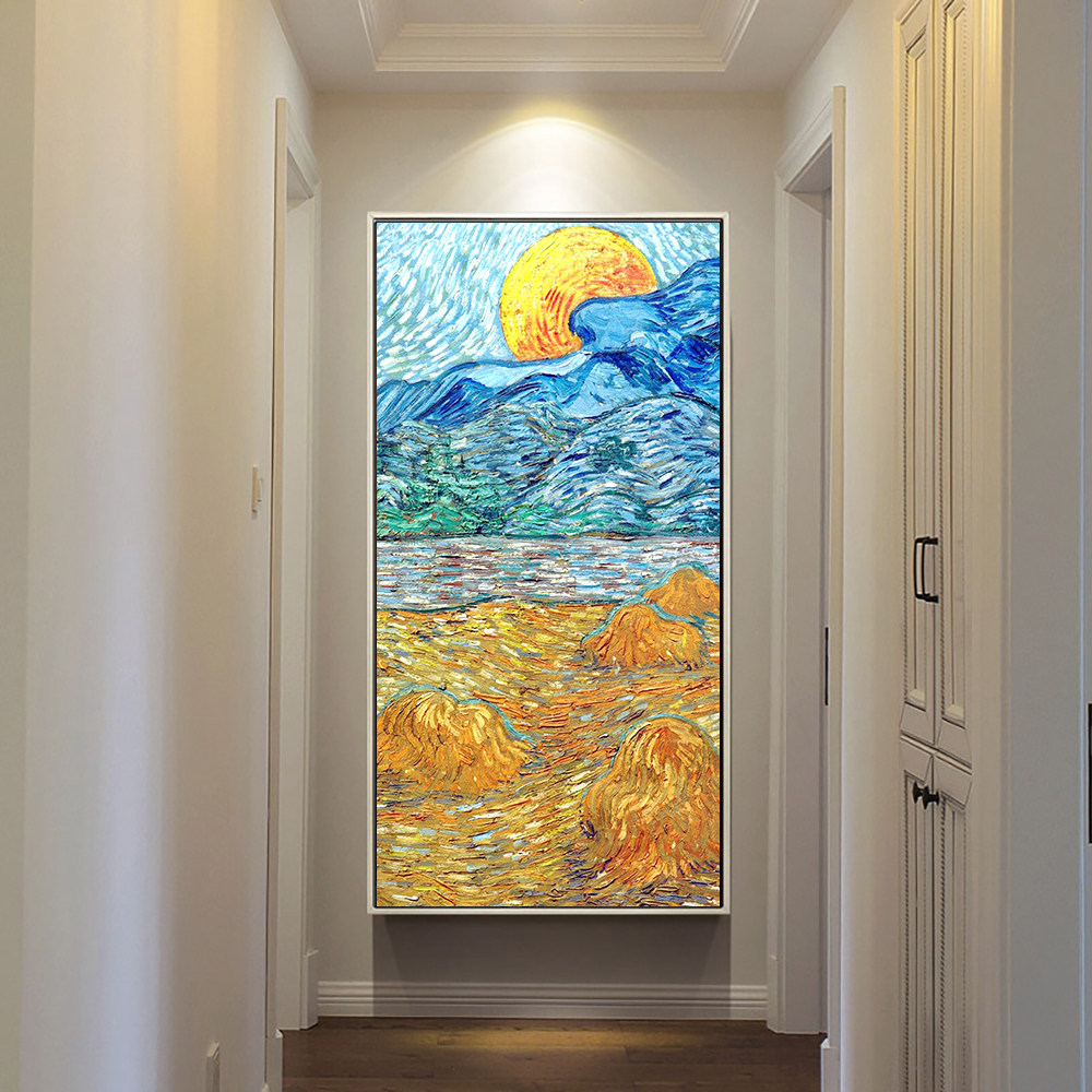米范艺术 玄关过道梵高油画装饰画 客厅欧式名画竖版挂画酒店壁画
