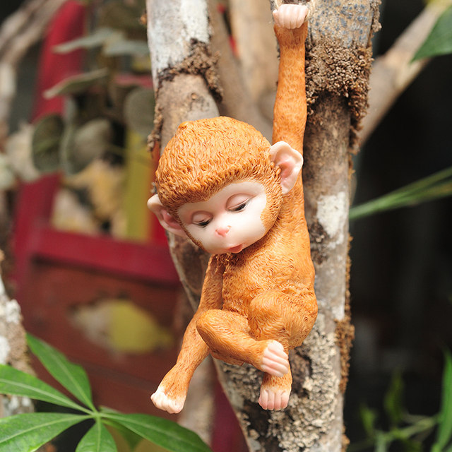 Outdoor garden patio small monkey tree decoration ornaments landscape gardening hanging ornaments creative cute living room at home Outdoor garden patio small monkey tree decoration ornaments landscape gardening hanging ornaments creative cute living room at home
