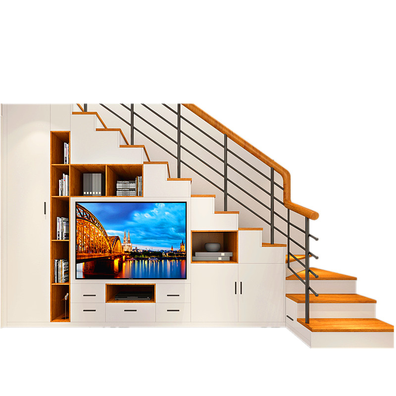 复式整体定制楼梯电视柜组合衣柜小户户型公寓整体楼梯