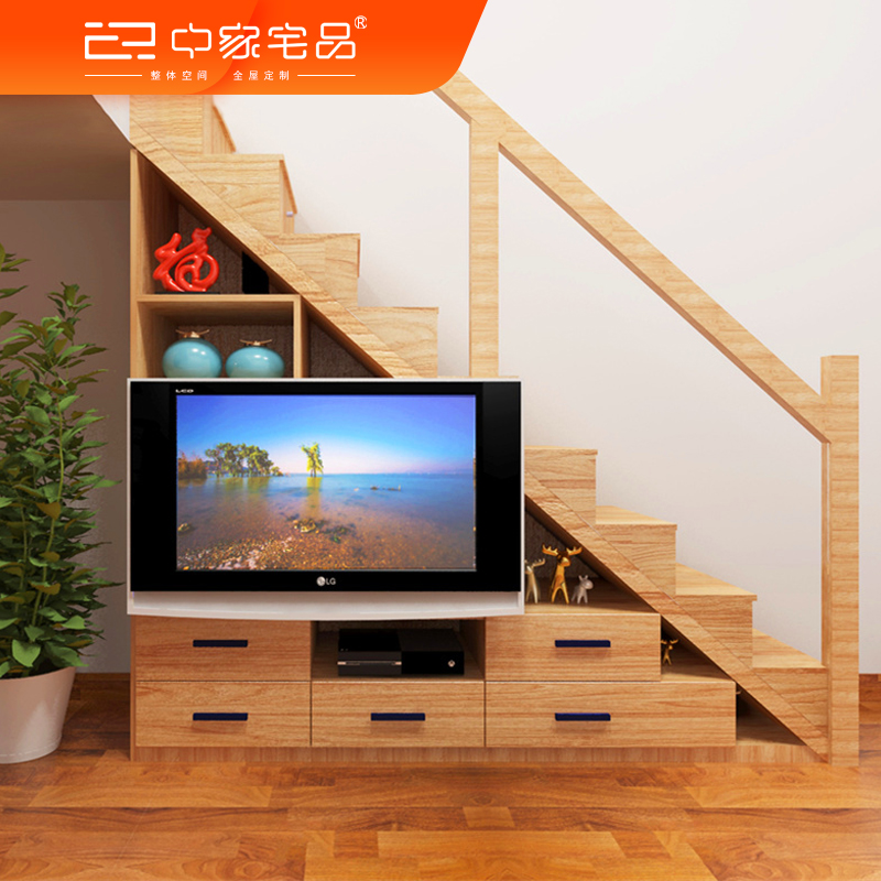中家宅品新款楼梯电视柜组合小户户型家具创意定做整体楼梯