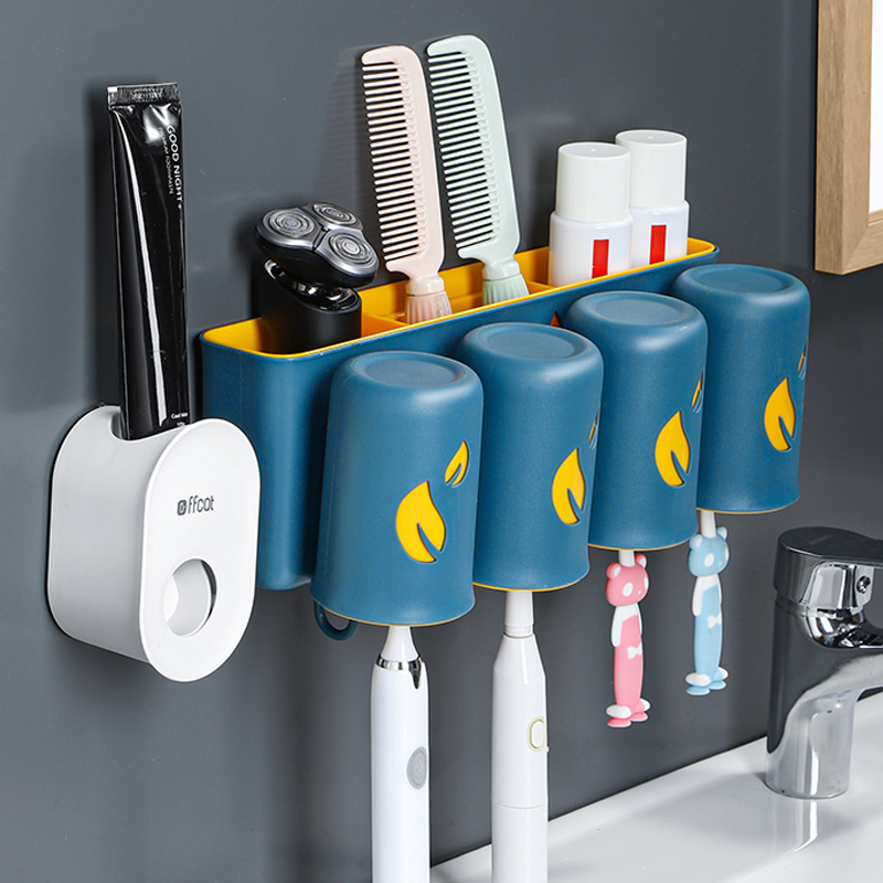 电动牙刷置物架打孔壁挂式漱口刷牙杯牙缸放牙具轻奢奢风牙刷架