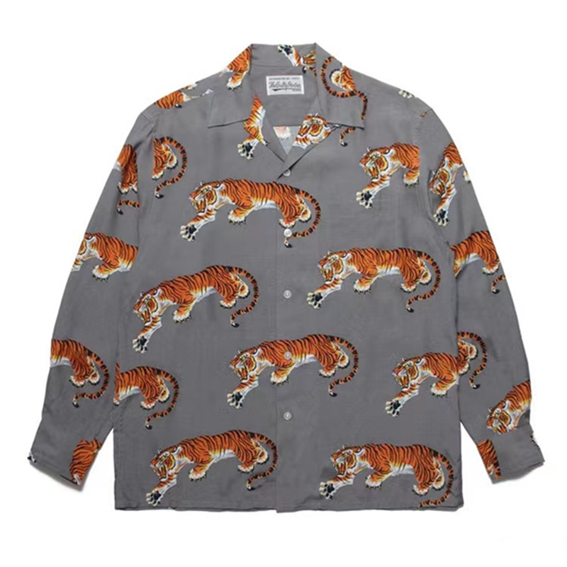 衬衫tba出品wackomaria老虎印花长袖夏威夷tim衬衫