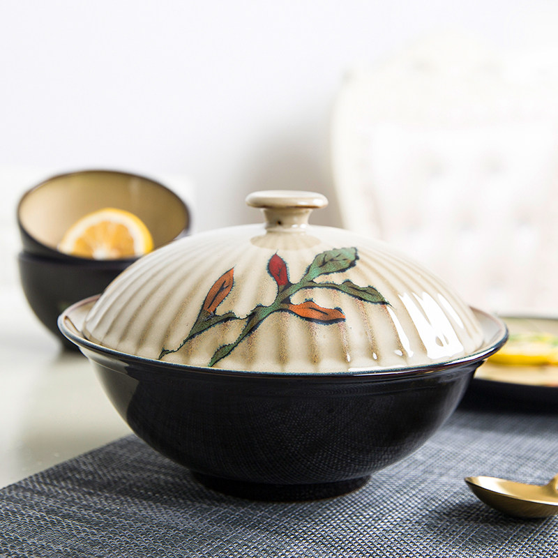 玉泉餐具碗碟盘子碗菜盘泡面汤碗个大彩叶单个大碗