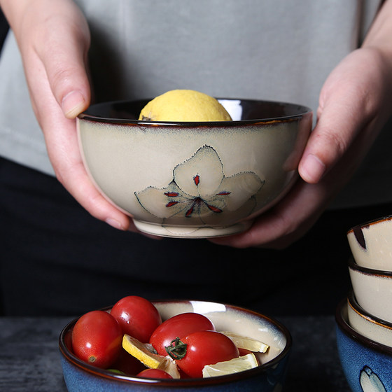 Yuquan Household Ceramic Dinner Bowl Tableware Rice Bowl Single Dish Soup Plate Instant Noodles Bowl Rice Bowl Korean Hand Painted Yuquan Household Ceramic Dinner Bowl Tableware Rice Bowl Single Dish Soup Plate Instant Noodles Bowl Rice Bowl Korean Hand Painted
