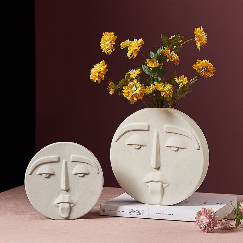 北欧ins创意干花插花人脸艺术花瓶花瓶