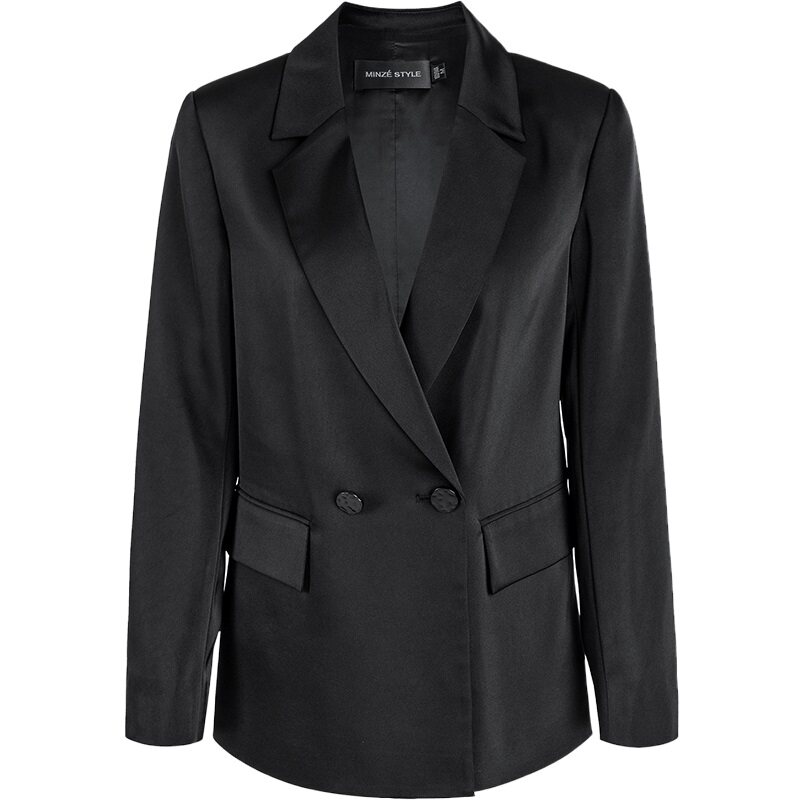 名师路2020春装新款黑色亮面西装外套气质职业西装
