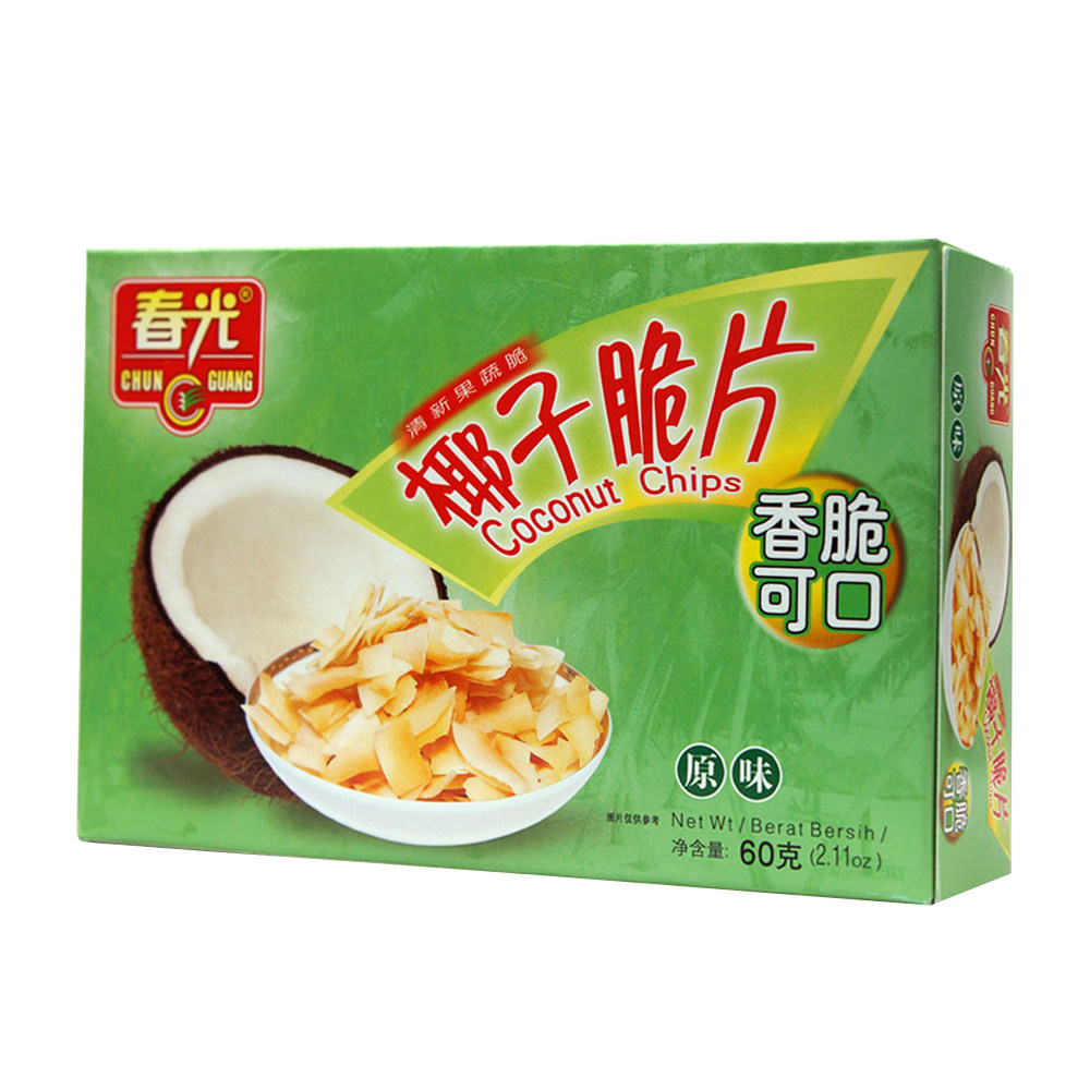 椰子春光原味脆片60克盒装海南特产碳烤休闲椰子片