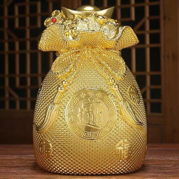 招财进宝钱袋存钱摆件创意福袋储蓄罐可存家居室内摆件