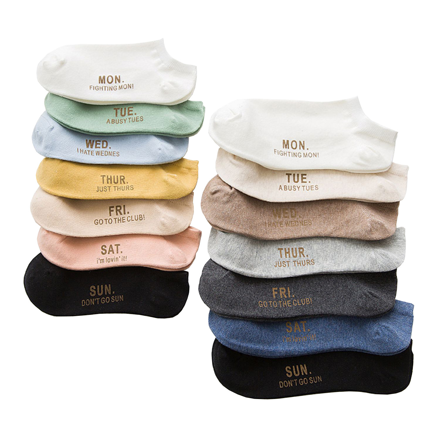 袜子7双装船男女情侣星期懒人韩版日全棉袜短船袜