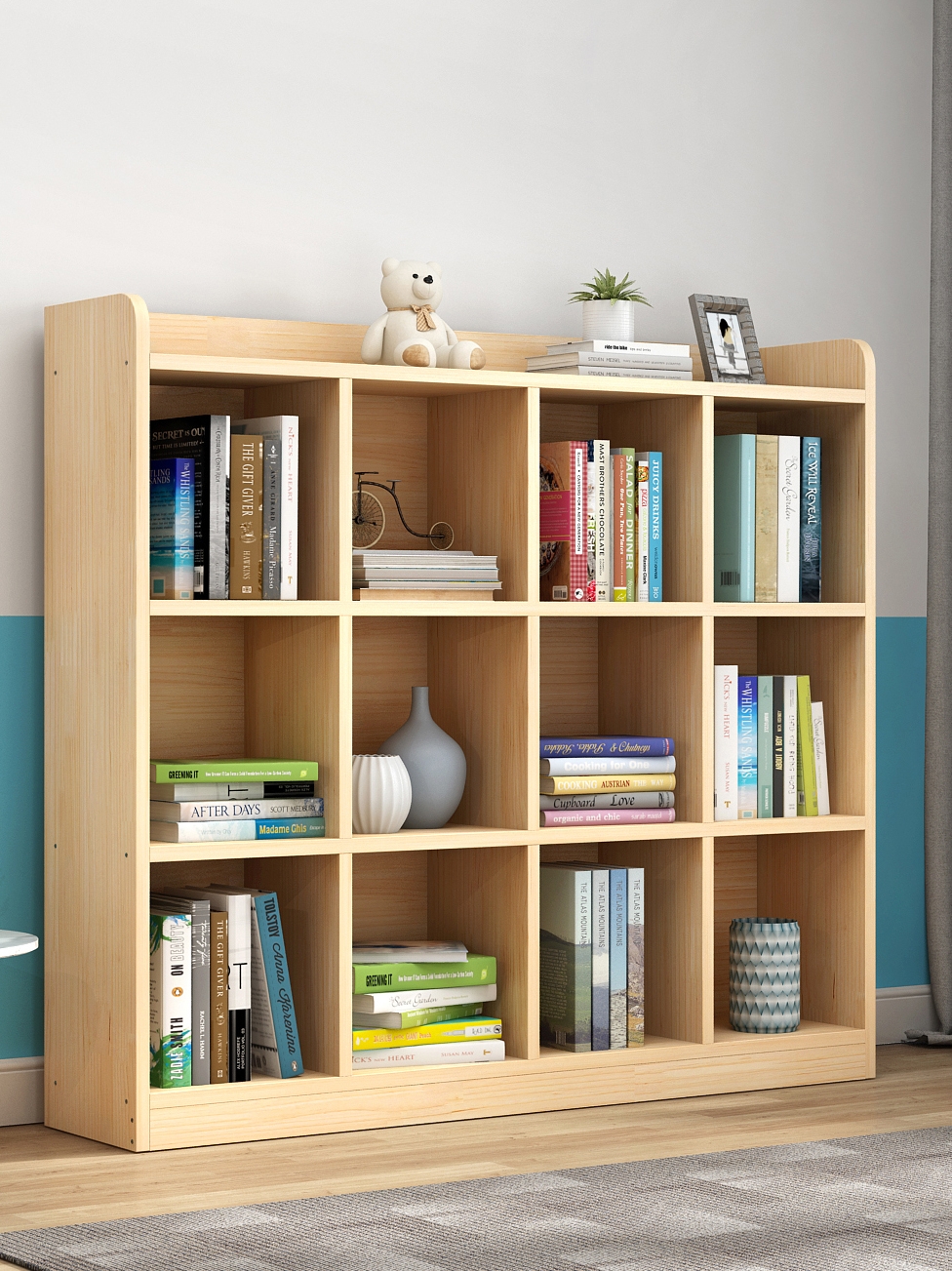 包邮实木儿童松木书柜书架置物柜储物柜玩具文件柜单个书柜